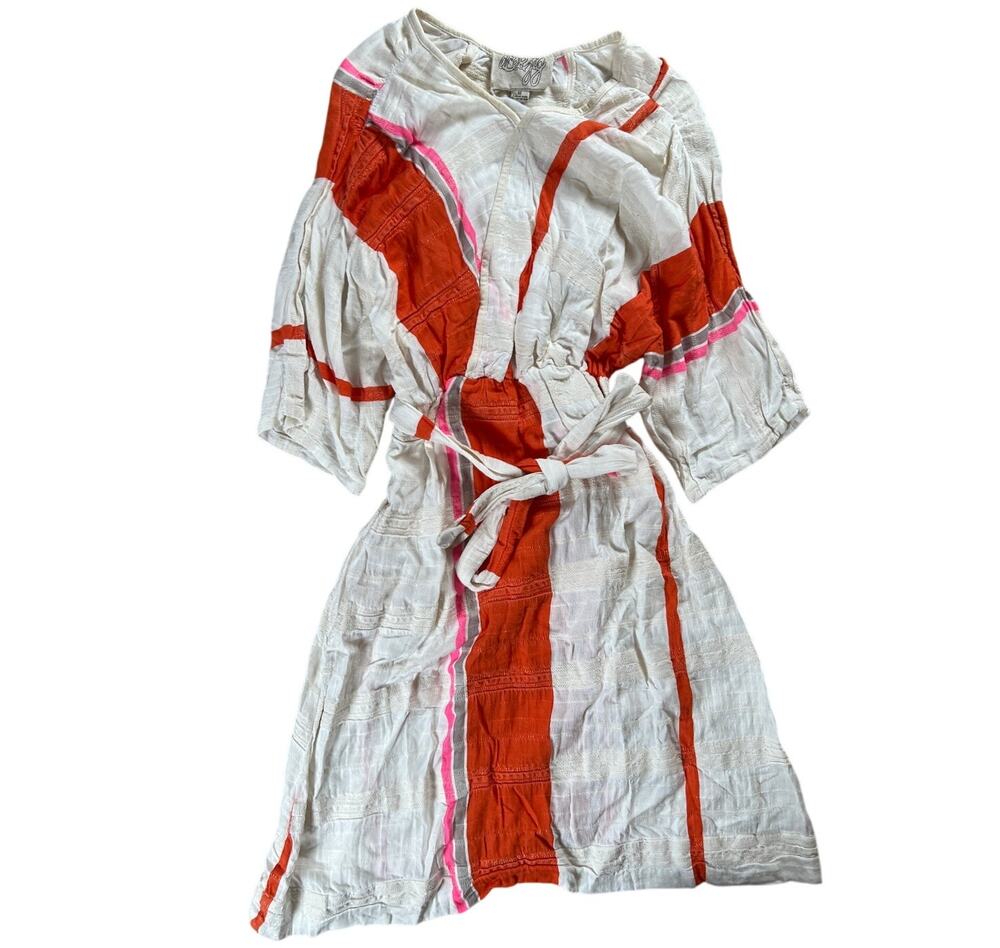 Ace & Jig Women's Striped Dress Size Medium Belted Blended Cotton